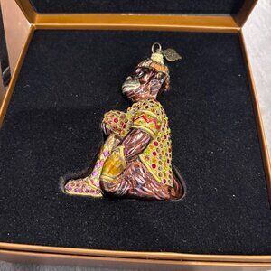 Jay Strongwater Venetian Monkey with Ball Ornament Jeweled Swarovski